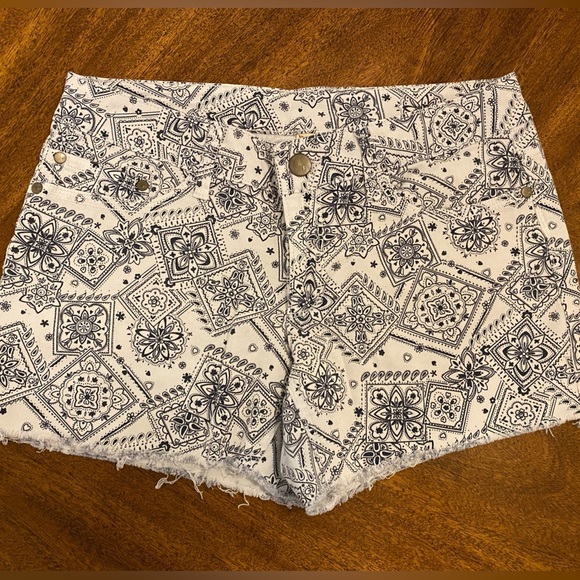 Faded Glory Pants - Bandana Print Denim Shorts